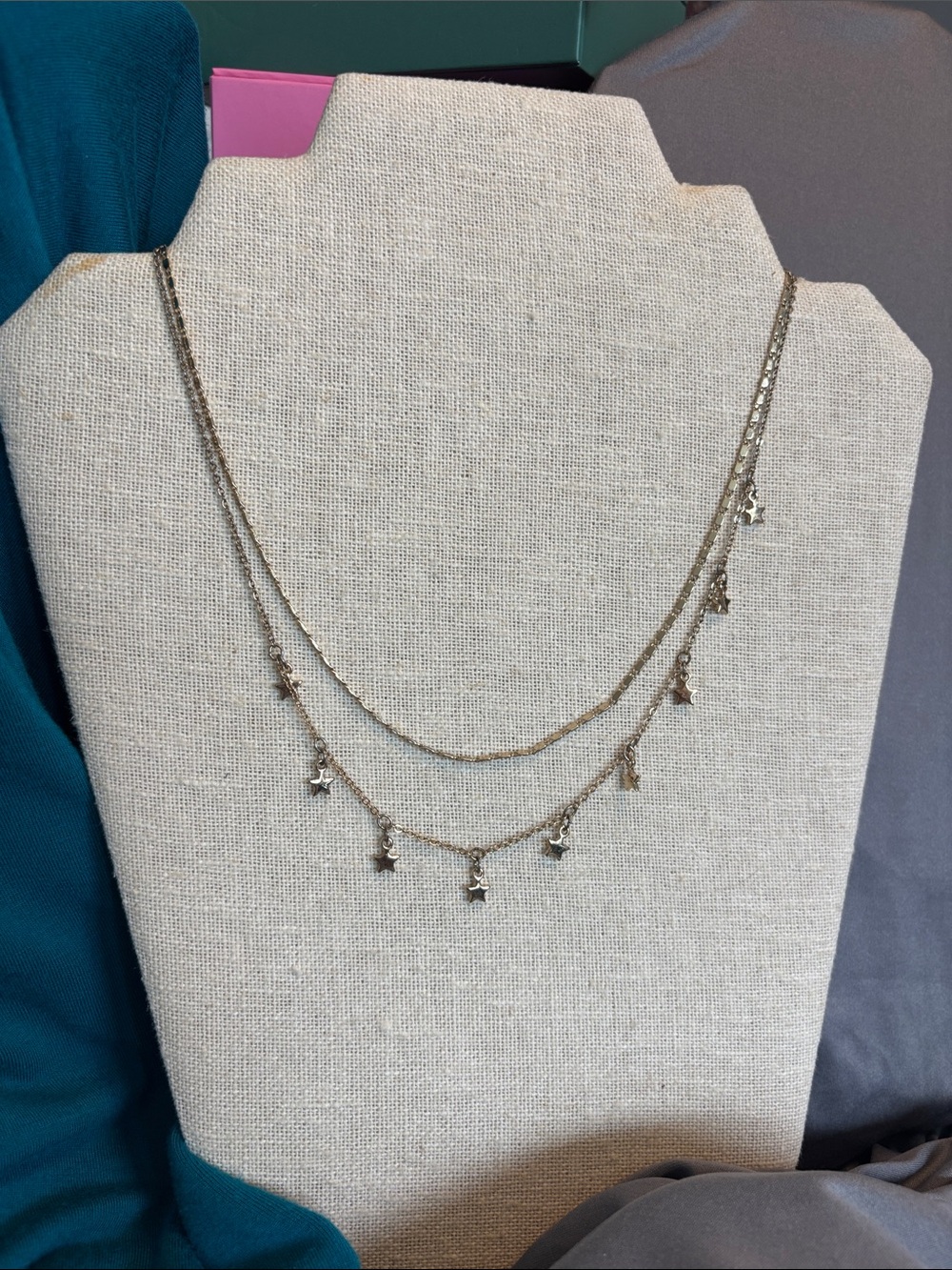 Delicate Double-Layer Star Charm Necklace in gold